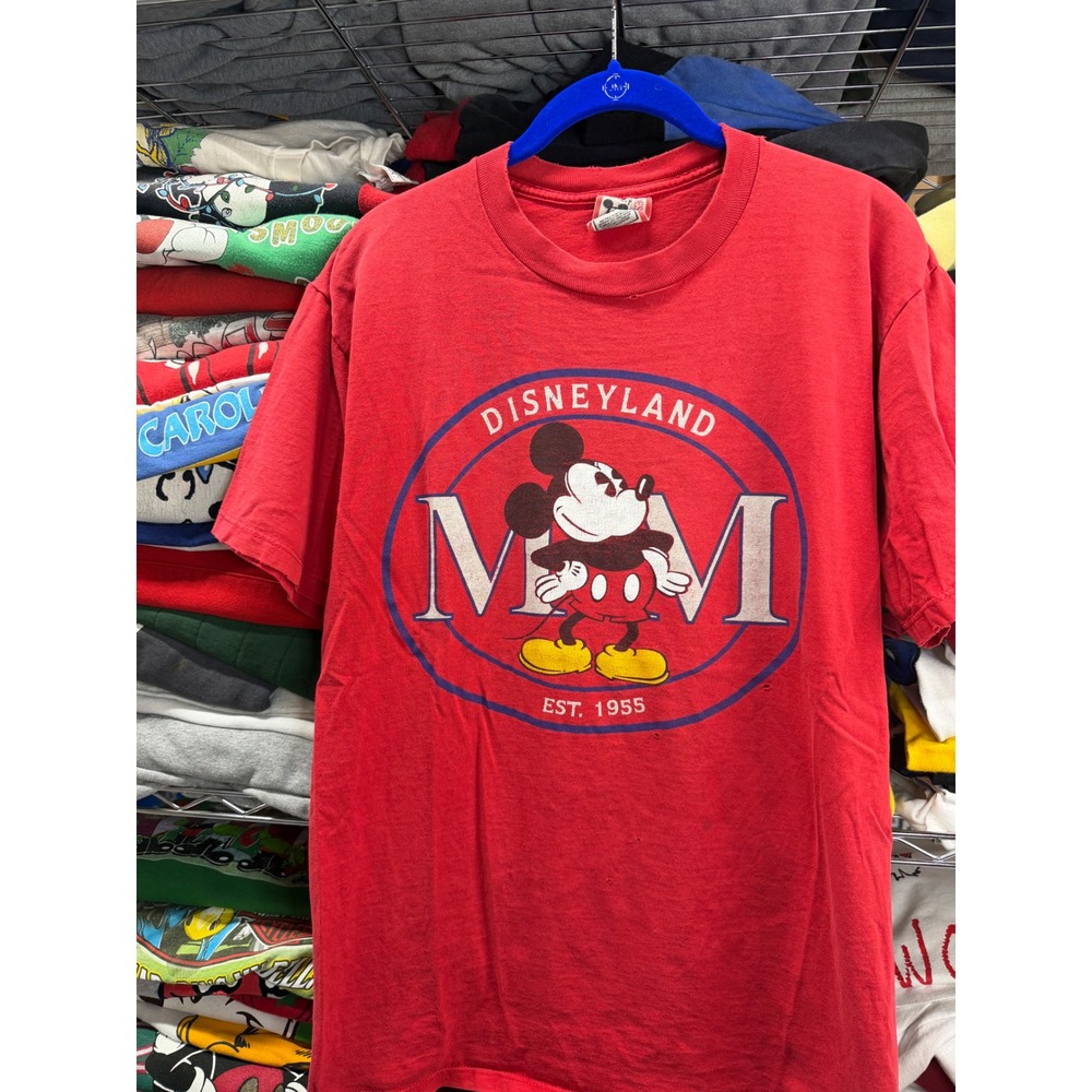 Vintage Disneyland Mickey Mouse T Shirt Red Disney Designs 90s Made in USA Large